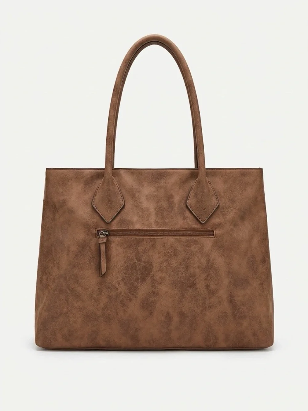 Faux-Suede Fringe Tote Bag in Brown